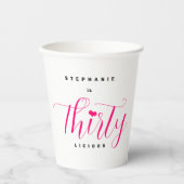 30e verjaardag Dertig Dertigledige roze tekst Papieren Bekers (Voorkant)