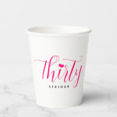 30e verjaardag Dertig Dertigledige roze tekst Papieren Bekers (Achterkant)
