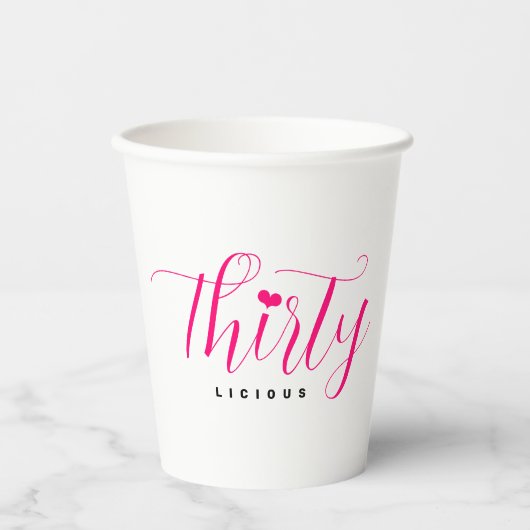 30e verjaardag Dertig Dertigledige roze tekst Papieren Bekers (Voorkant)