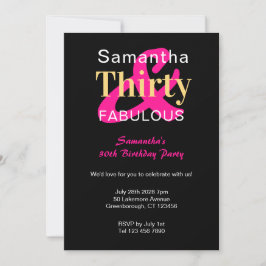 30e verjaardag Dertig en Fabulous Party Kaart