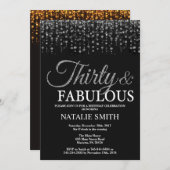 30e verjaardag Dertig en Fabulous Silver Glitter Kaart (Voorkant / Achterkant)