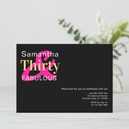 30e verjaardag Dertig en Fabulous Verjaardagsfeest Kaart (Staand voorkant)