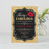 30e verjaardag - Dertig Fabulous Goud Zwart Rood Kaart (Staand voorkant)