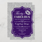 30e verjaardag - Dertig Fabulous Paarse zilver Kaart (Voorkant / Achterkant)
