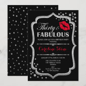 30e verjaardag - Dertig Fabulous Zwart Rood Zilver Kaart (Voorkant / Achterkant)
