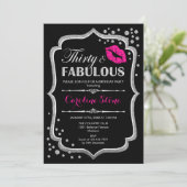30e verjaardag - Dertig Fabulous Zwart Roze Zilver Kaart (Staand voorkant)