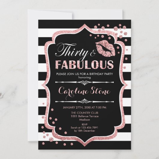 30e verjaardag - Dertig Fantastische Zwarte Roze G Kaart (Voorkant)