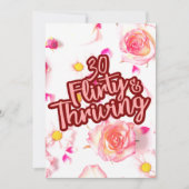 30e Verjaardag Dertig Flirty en bloeiende Fun Pink Kaart (Voorkant)