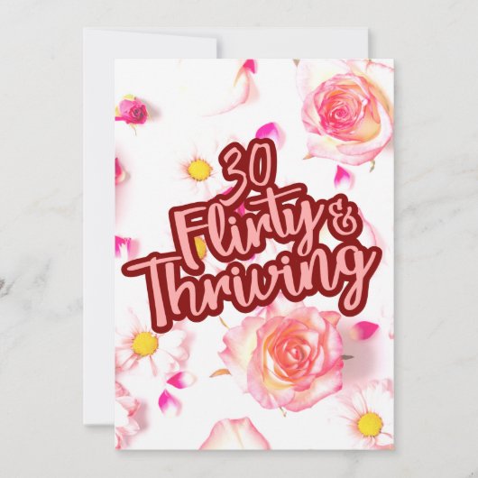 30e Verjaardag Dertig Flirty en bloeiende Fun Pink Kaart (Voorkant)