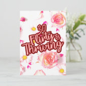 30e Verjaardag Dertig Flirty en bloeiende Fun Pink Kaart (Staand voorkant)