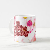 30e Verjaardag Dertig Flirty en bloeiende Fun Pink Koffiemok (Voorkant links)