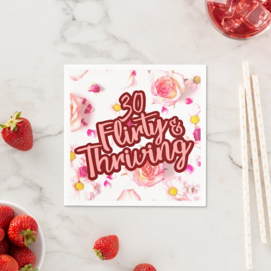 30e Verjaardag Dertig Flirty en bloeiende Fun Pink Servet (Insitu)