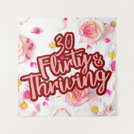 30e Verjaardag Dertig Flirty en bloeiende Fun Pink Wandkleed