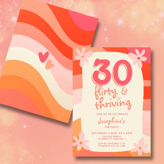 30e verjaardag Dertig Flirty & Thriving Retro Pink Kaart