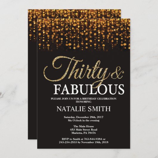 30e verjaardag Dertig jaar en verbluffend goud Kaart (Voorkant / Achterkant)