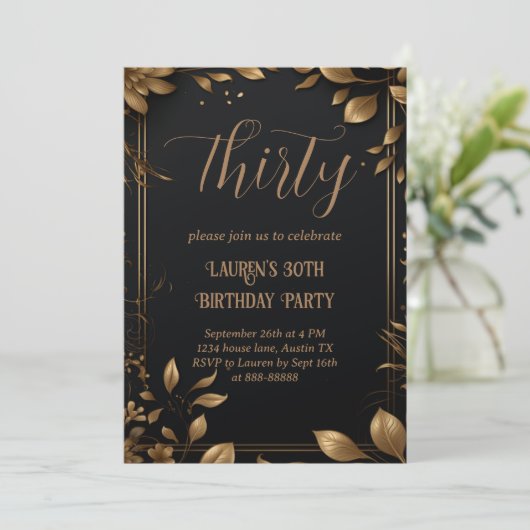 30e verjaardag Dertig Modern Eenvoudig Zwart en Go Kaart (Staand voorkant)