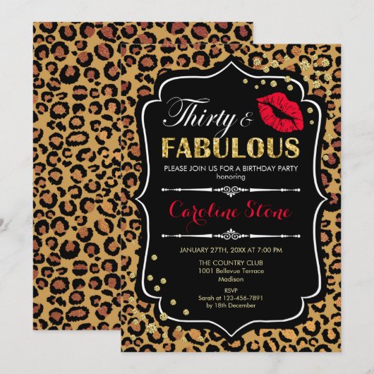 30e verjaardag - dertig prachtige luipaard print kaart (Voorkant / Achterkant)
