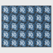 30e verjaardag Dertig Rocks BLUE Grunge Pattern F3 Cadeaupapier (Vlak)