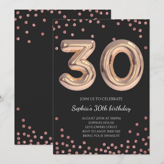 30e verjaardag Dertig Roos gouden legant Kaart (Voorkant / Achterkant)