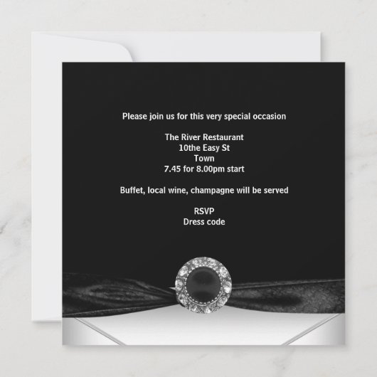 30e verjaardag Diamond Afbeelding Zwart Wit Zilver Kaart (Achterkant)