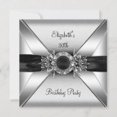 30e verjaardag Diamond Jewel Black White Silver Kaart (Voorkant)