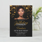 30e verjaardag Diner Goud en Zwart Foto Kaart (Staand voorkant)