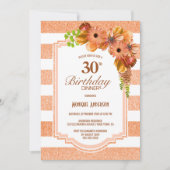 30e verjaardag Dinner Abritish Striped Floral Part Kaart (Voorkant)