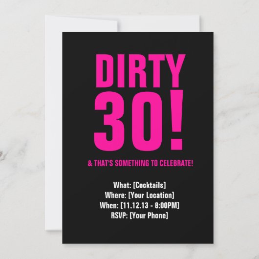 30e verjaardag - Dirty 30 - Triple X Kaart (Achterkant)