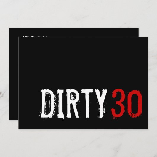 30e verjaardag - Dirty 30 Uitnodiging (Voorkant / Achterkant)