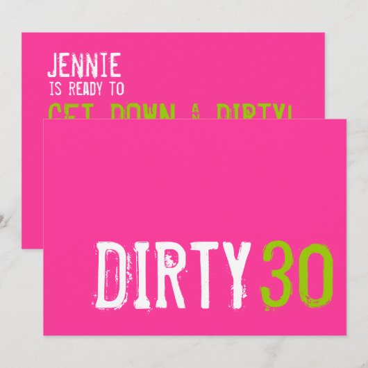 30e verjaardag - Dirty 30 Uitnodiging (Voorkant / Achterkant)