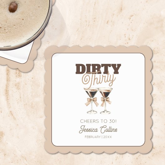30e verjaardag Dirty Thirty Espresso Martini Party Kartonnen Onderzetters