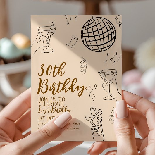 30e verjaardag Discobal en cocktails Kaart