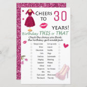 30e verjaardag Dit of dat spel (Voorkant / Achterkant)