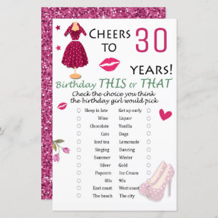 30e verjaardag Dit of dat spel