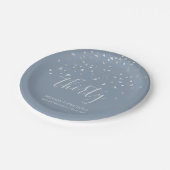 30e verjaardag Dusty Blue Silver Confetti Papieren Bordje (Gekanteld)
