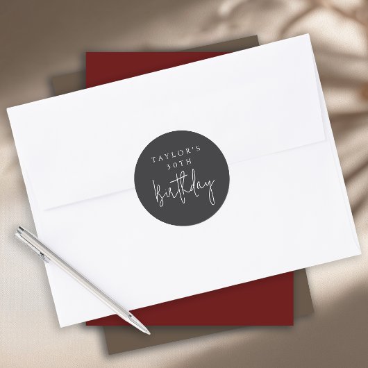 30e Verjaardag Eenvoudig Minimalistisch Plat Zwart Ronde Sticker