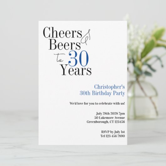 30e verjaardag Eenvoudig Proost Bierfeest Kaart (Staand voorkant)