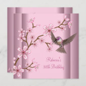 30e verjaardag Elegant Asian Pink Flowers Bird Kaart (Voorkant / Achterkant)