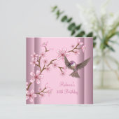 30e verjaardag Elegant Asian Pink Flowers Bird Kaart (Staand voorkant)