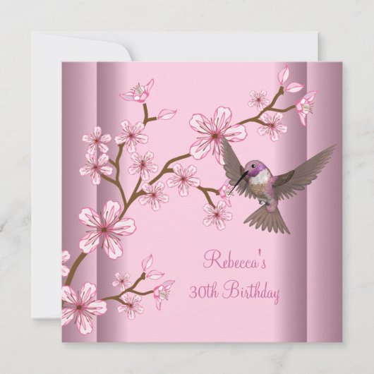 30e verjaardag Elegant Asian Pink Flowers Bird Kaart (Voorkant)
