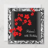 30e verjaardag Elegant Asian Red Flowers White Kaart (Voorkant)