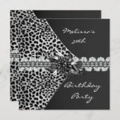 30e verjaardag Elegant Black Grey Leopard Frilly Kaart (Voorkant / Achterkant)