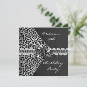 30e verjaardag Elegant Black Grey Leopard Frilly Kaart (Staand voorkant)