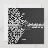 30e verjaardag Elegant Black Grey Leopard Frilly Kaart (Achterkant)