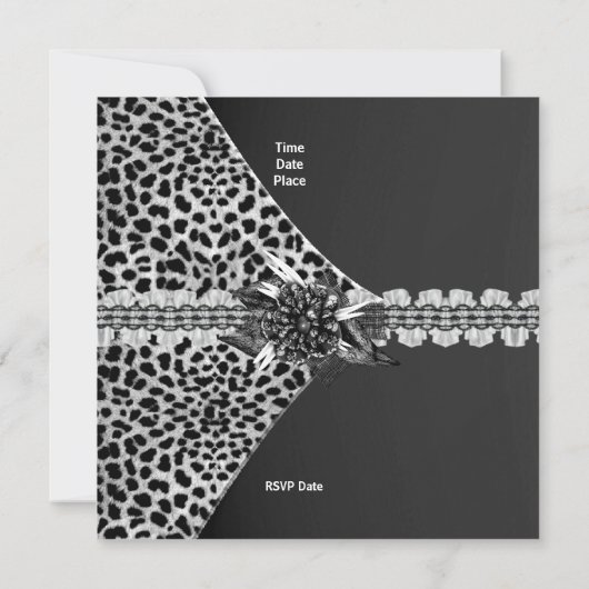 30e verjaardag Elegant Black Grey Leopard Frilly Kaart (Achterkant)