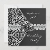 30e verjaardag Elegant Black Grey Leopard Frilly Kaart (Voorkant)