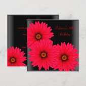 30e verjaardag Elegant Black Red Flowers Kaart (Voorkant / Achterkant)