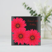 30e verjaardag Elegant Black Red Flowers Kaart (Staand voorkant)