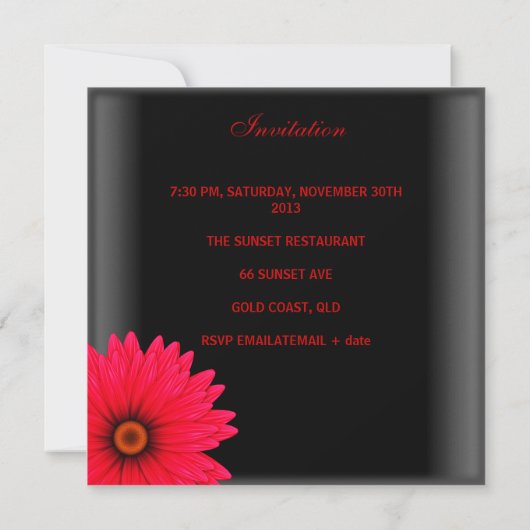 30e verjaardag Elegant Black Red Flowers Kaart (Achterkant)