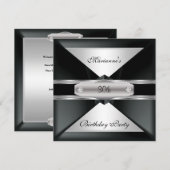 30e verjaardag Elegant Black Silver op zilver Kaart (Voorkant / Achterkant)